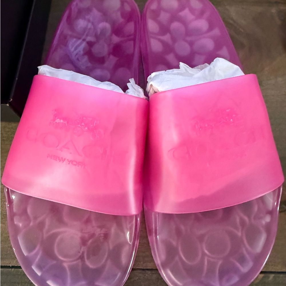 Coach Women's Hot Pink Gradient Slide Sandals
